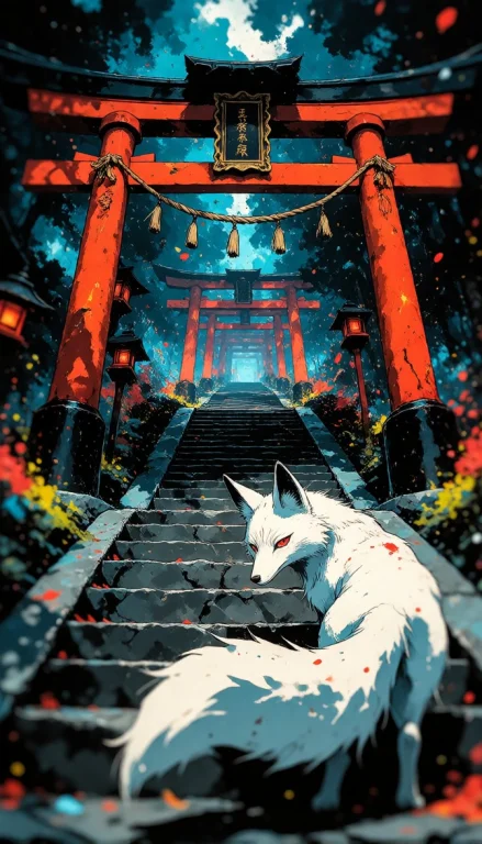 Japanese Anime Illustration, Painting Featuring Bold And Pow...