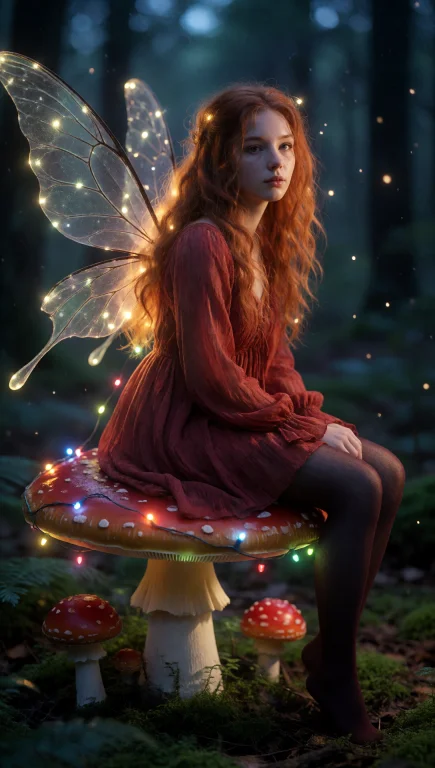 A Photorealistic Image Of A Young Fairy-woman With Glowing R...