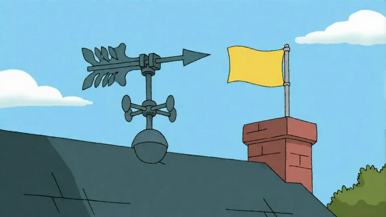 Fmlygyssn04, A Weather Vane And A Single Yellow Flag Atop A...