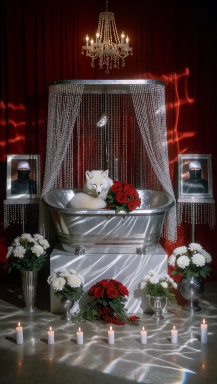 Dclumnefct. Medium-wide Photograph Of A Surreal Funeral Arra...