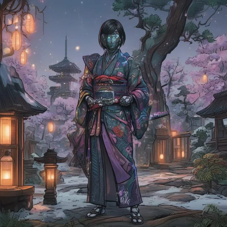 Koko-9 Android Woman, Kimono, Samurai Sword, Snow, Japanese...