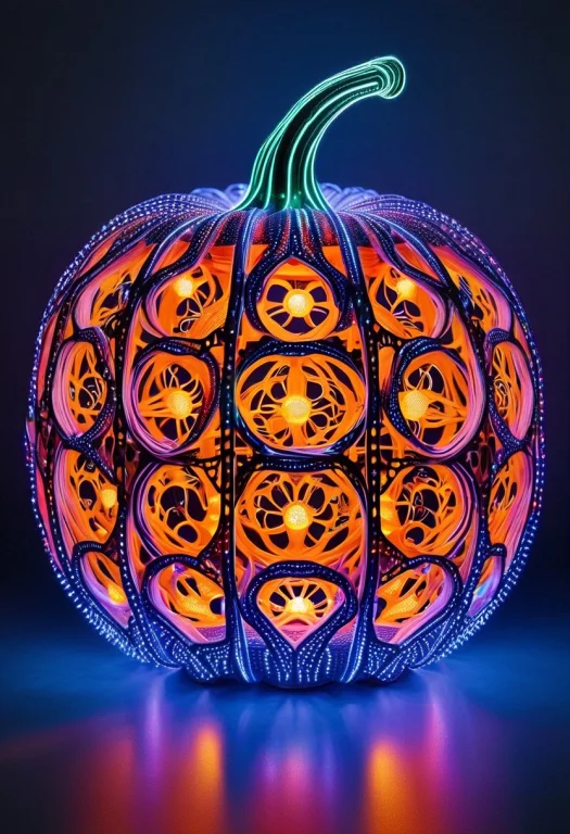 A Dynamic Jack-o-lantern Made Of Gyroid Lattice And Lit Vibr...