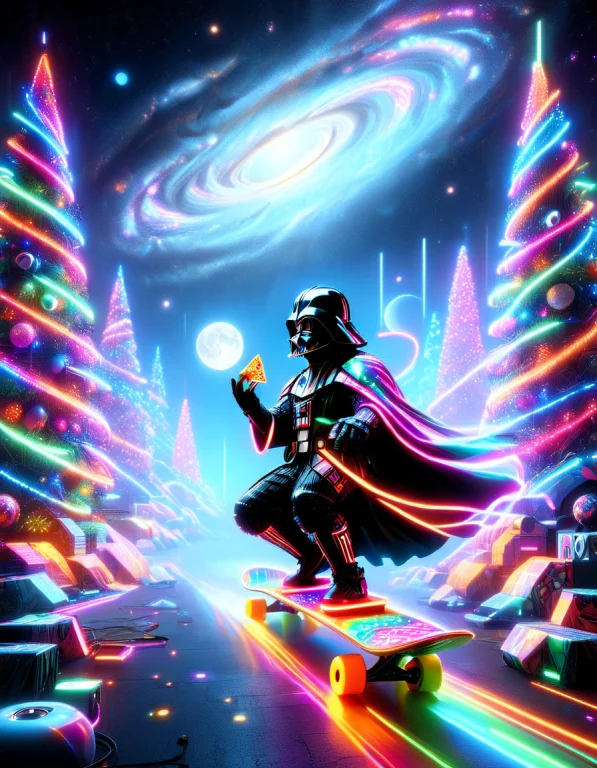 Vaporwave Style A Surreal, Ethereal Space Scene Where Darth...