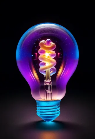 Gummymorph, A Futuristic Light Bulb Containing A Miniature G... — SDXL AI Prompt: gummymorph, a futuristic light bulb containing a miniature galaxy, floating in d...
