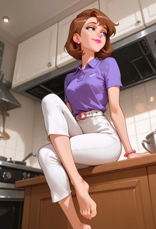 Lazypos, 1girl, Mrsdturnerv1, Brown Hair, Blue Eyes, Short H...