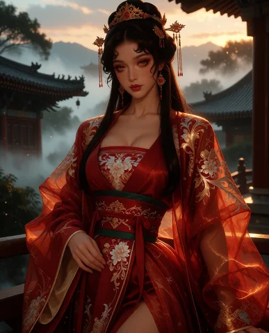 Nyacode, Niji Saccharine Style, A Stunning Chinese Woman In... — Stable Diffusion AI Prompt: nyacode, Niji Saccharine style, A stunning Chinese woman in elegant Hanfu, flowi...