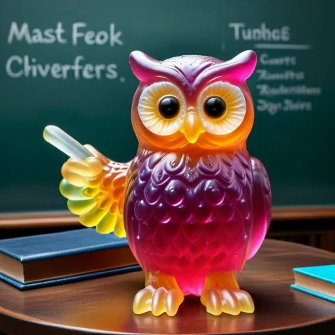 Masterpiece, Best Quality, Gummymorph Owl Professor Pointing... — SDXL AI Prompt: masterpiece, best quality, (gummymorph owl professor pointing at a blackboard:1....