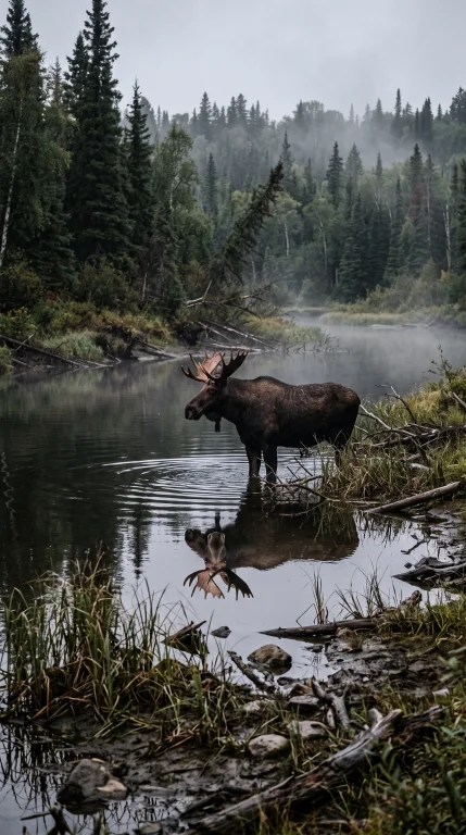 A Realistic Wildlife Photograph Of A Quiet River Bend In A N...