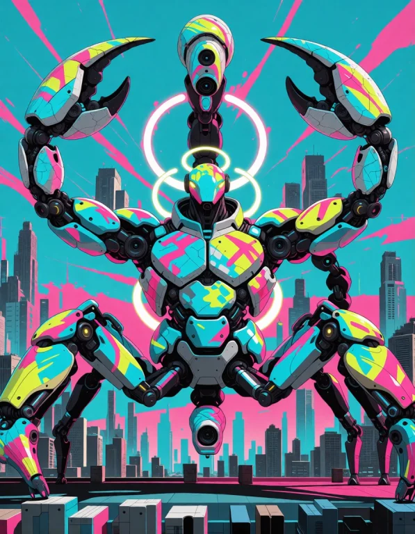 A Robotic Scorpion With Modular Armor, Exposed Piston Legs A...