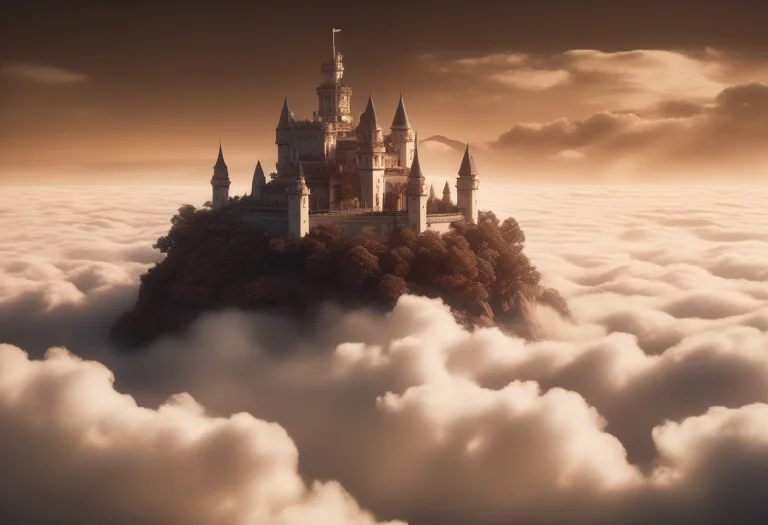 Best Quality, Highly Detailed, A Floating Castle Adrift Abov...