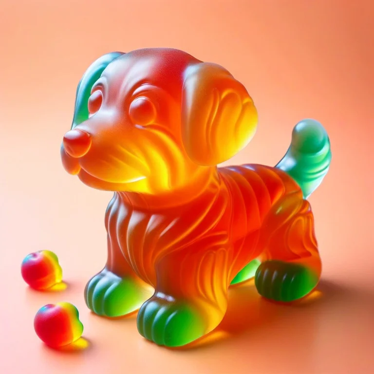 An Adorable Golden Retriever Puppy Made Of Gummy Candy, Gumm...