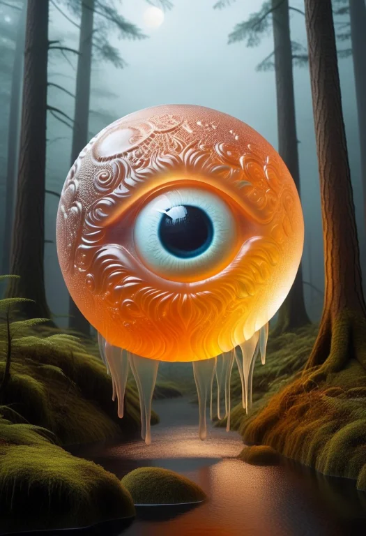Gummymorph, A Giant Moon With A Symbolic Eye Floating Above...