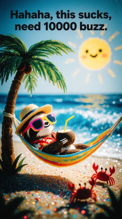Simplistic Crayon Drawn, Small Hand-sketched Sloth Lounging...