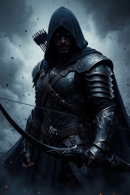The Image Shows A Man Dressed In A Dark And Ominous Outfit H...