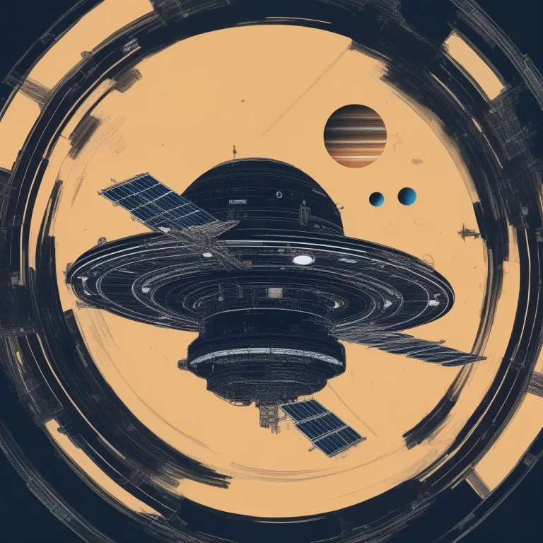 A Space Station Slowly Orbiting A Banded Gas Giant, Cel Shad...
