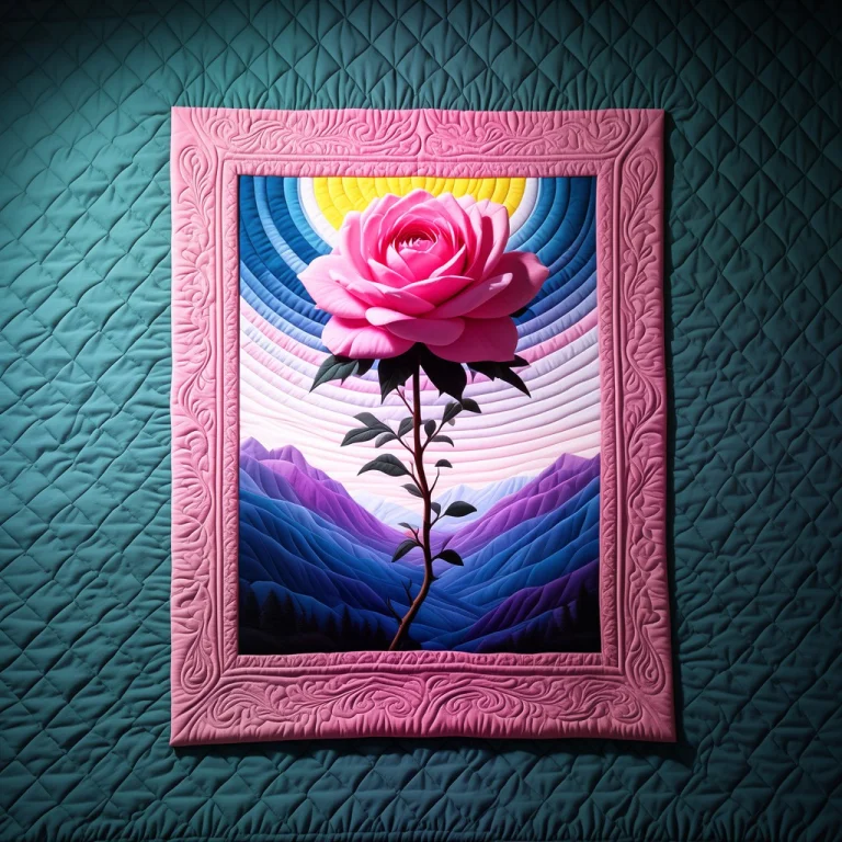 This Photograph Showcases A Detailed, Vertical, Quilted Artw...