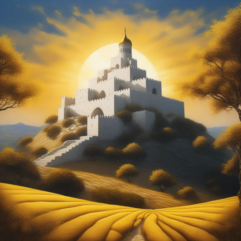 Best Quality, Highly Detailed, A Citadel Of White Stone Abov...