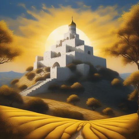 Best Quality, Highly Detailed, A Citadel Of White Stone Abov... — SDXL AI Prompt: best quality, highly detailed, a citadel of white stone above golden fields, acr...