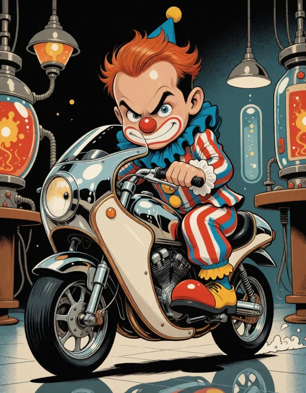 A Tiny Angry Biker On An Impossibly Small Vehicle, With Poli...