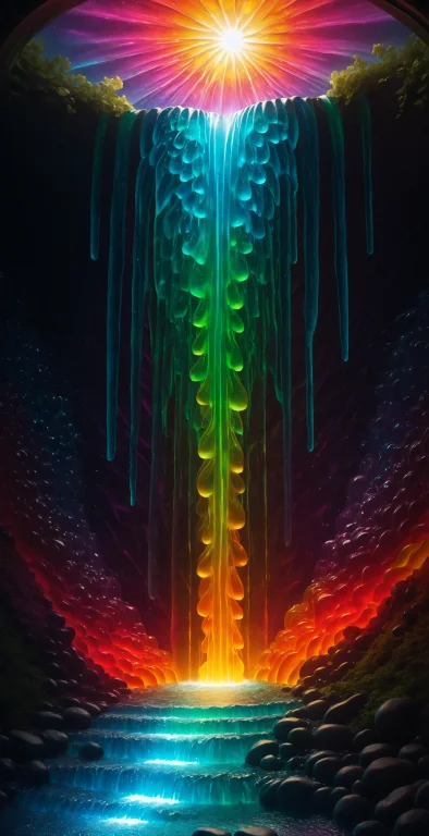 Loragummymorph1 Abstract Gummymorph Waterfall, Glowing With...