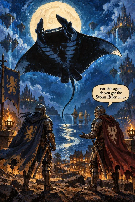 Cover This Image But More Of A Fantasy Theme With Two Knight...
