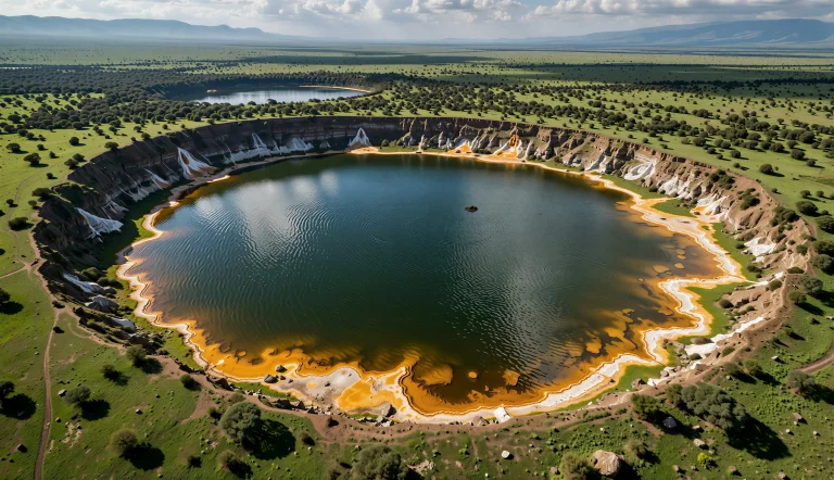 An Extremely Detailed Aerial Wide Shot Of A Vibrant, Circula...