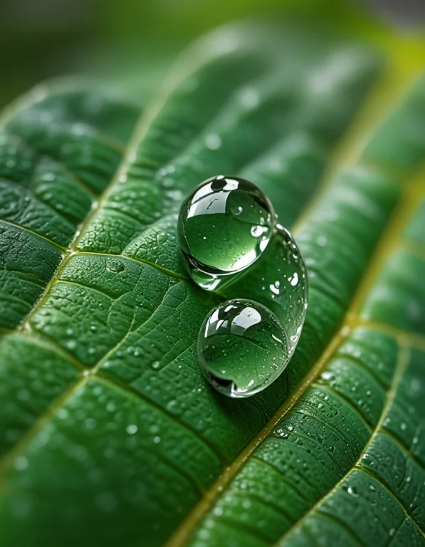 Extreme Macro Photograph Of A Single Dewdrop Resting On The...