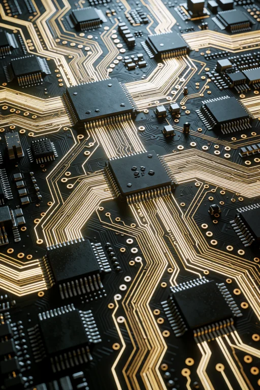 A Circuit Board Transforms Into A Winding Track Of Glowing L...
