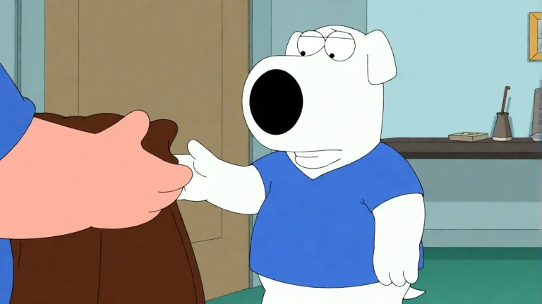 Fmlygyssn15, A White Dog In A Blue Polo Shirt And Brown Pant...