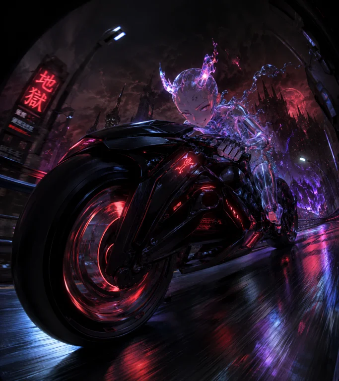 Create Image Anime Cyberpunk 1girl, Sci-fi Theme, Evil Expre...