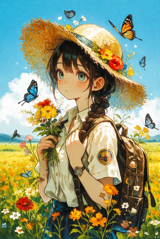 Decodaal, A Young Traveler Surrounded By Flowers And Butterf...