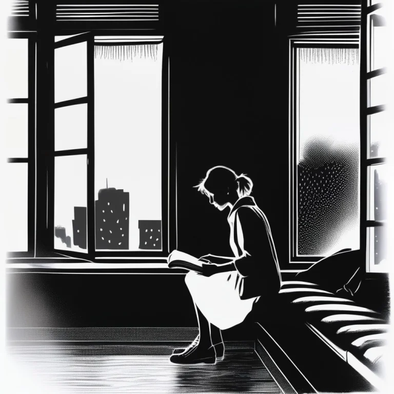 A Woman Reading On A Rainy Window Seat, Candid Photograph, B...