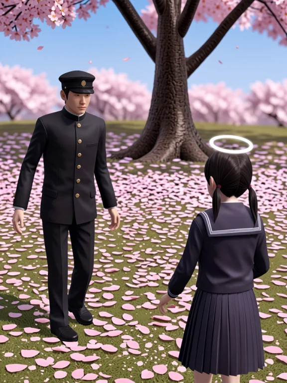 In This 3d-style Outdoor Scene, A Tall Male Student With Sho...
