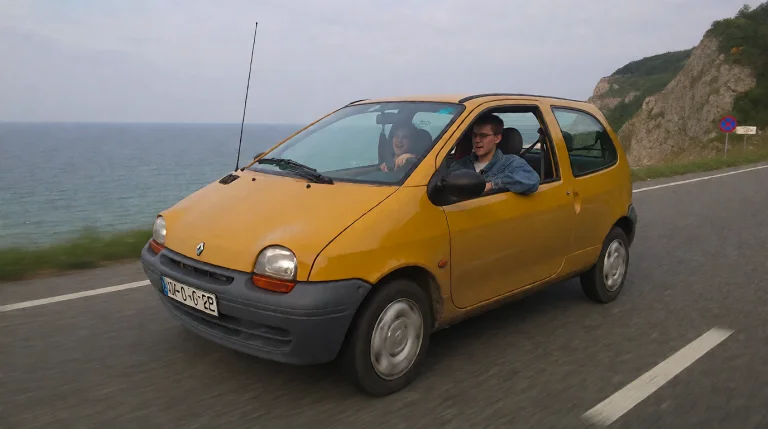 Tw1car, A Yellow Renault Twingo Mk1 Three-door Hatchback Dri...
