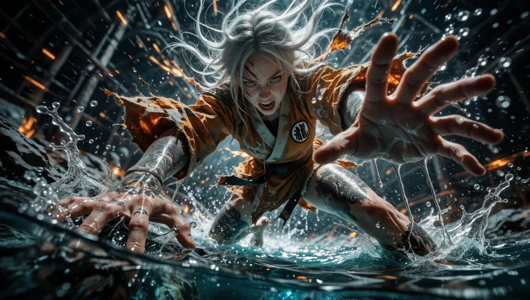 A Digital Illustration Shoot From A Low Angle, About A Fierc...