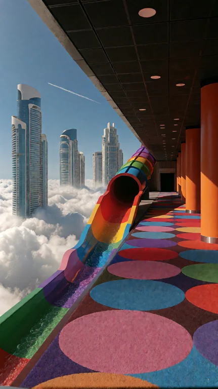 Photograph Of A Indoor-outdoor Corridor With A Vibrant, Circ...