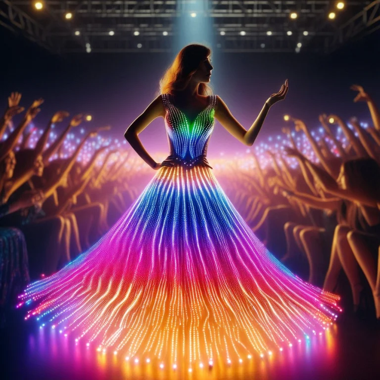 Led, Colorful Led Lights, Women Wearing An Led Dress, Dancin...