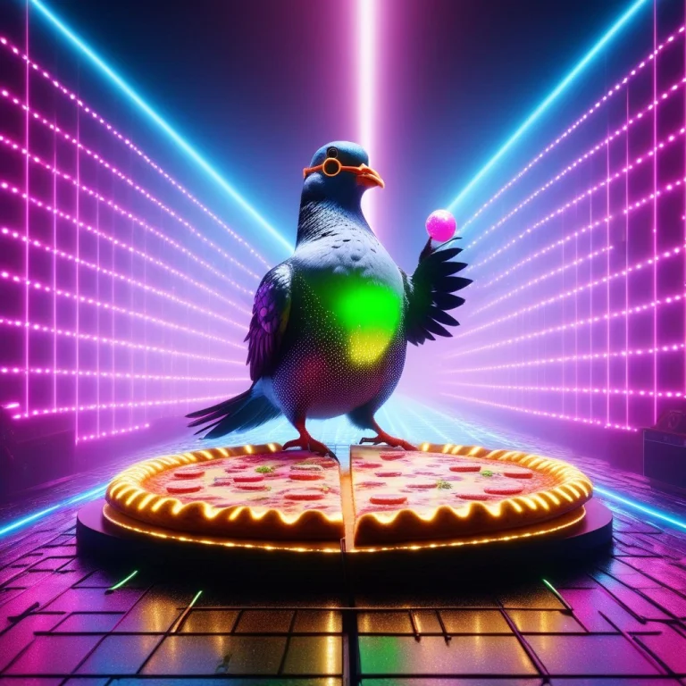 A Funny Fat Pigeon Wearing A Tiny Tuxedo And Sunglasses, Act...