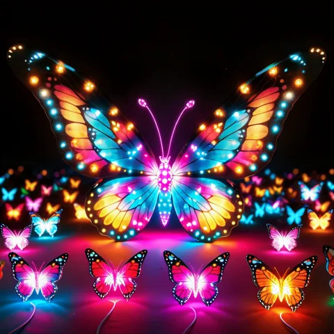 Led, Colorful Led Lights Butterfly — SDXL AI Prompt: LED, colorful LED lights butterfly
