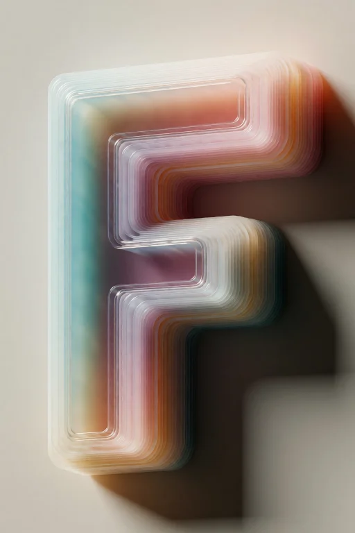 Sentence 1 A Letter F Carved From Translucent Layers Of Shif...