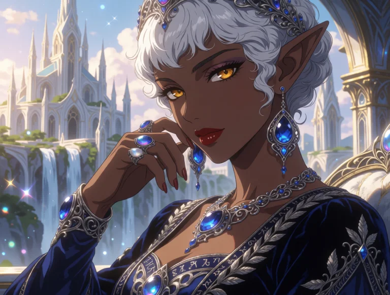 A Highly Detailed Anime Illustration Of A Regal African High...