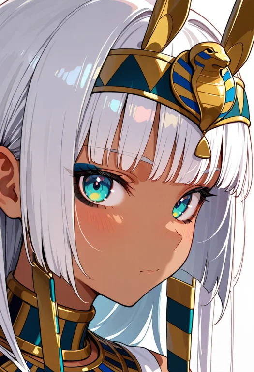 One Girl, White Hair, Black Eyeliner, Egyptian Clothes, Look...