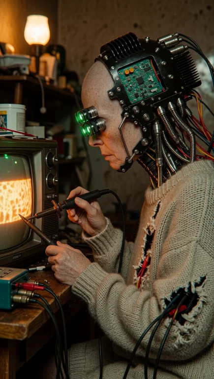 Dcsc1f1. Medium Shot, Side Profile Of A Cybernetic Woman Rep...