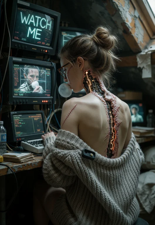 An Exquisitely Detailed Scene Of A Surveillance Expert With...