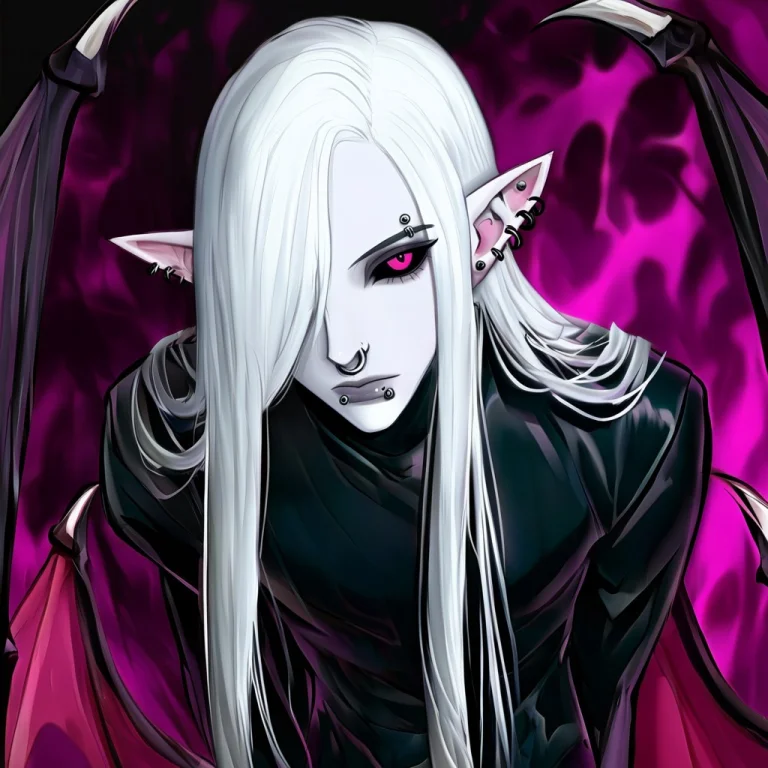 Cttnxozgarath, 1boy, Bat Wings, Black Nails, Ear Piercing, F...
