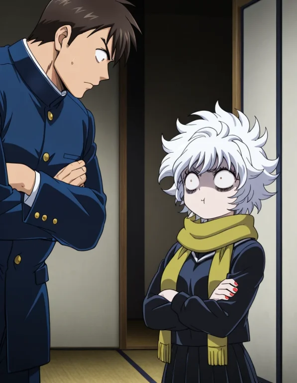 Mechakochan, 1girl, White Hair, Short Hair, Messy Hair, Cons...