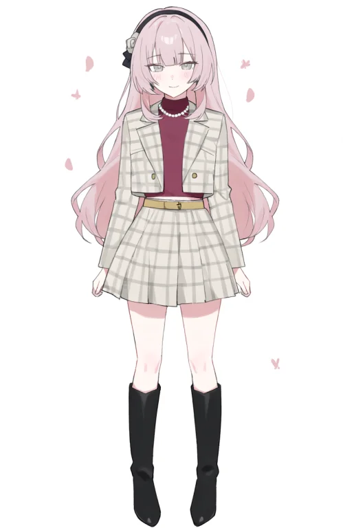 1girl, Solo, Full Body, White Background, Izumi Houka, Pink...