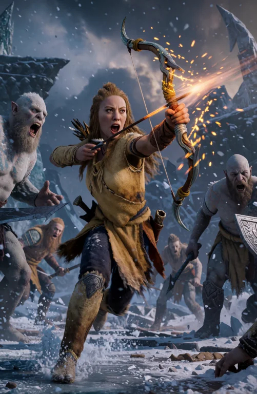 Laufey From God Of War, Standing In A Frozen Ancient Norse B...