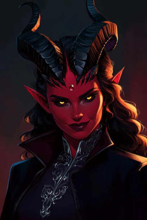 Highres, Absurdres,b1fr0nsx, A Female Tiefling With Deep Cri...