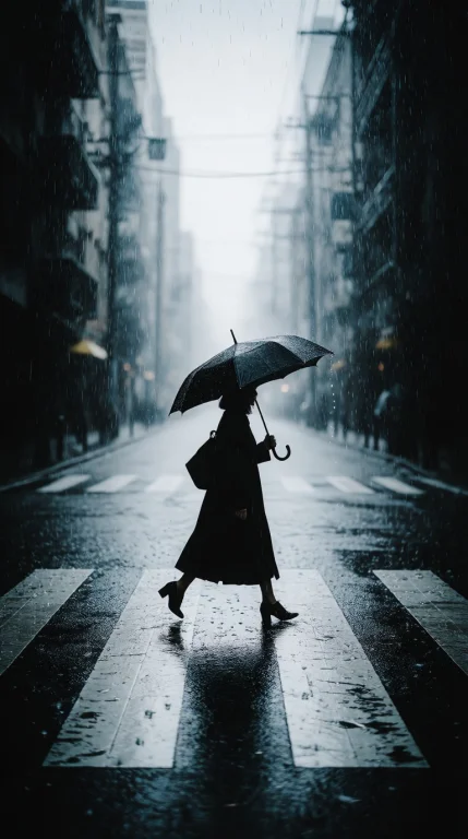 Zidiusart, Heavy Rain, Empty Streets, Empty Crossing, 1 Woma...